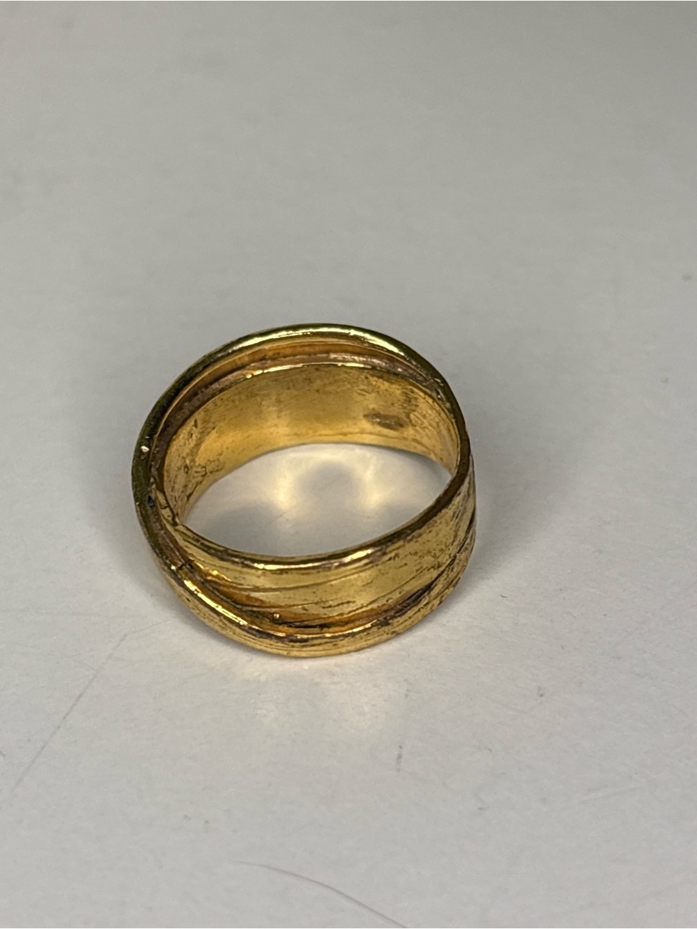 Vintage Hammered Gold Wrap Ring Thick Textured Statement Band Boho Style
